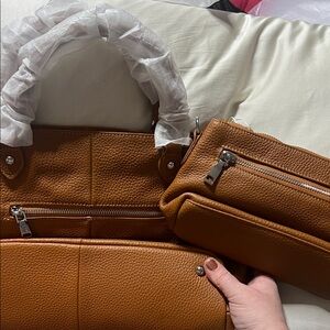 Gaifongte Elegant Brown Leather Handbag Set